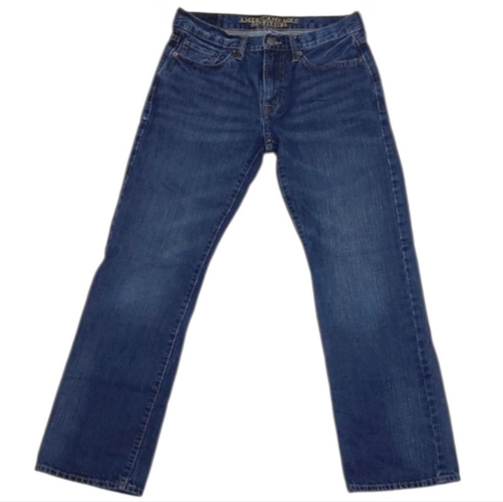 American Eagle Outfitters Original Straight Leg Dark Wash Denim Jean Embroidery